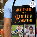 Personalized Text #1 DAD GRILL MASTER 16 Photo Apron<br><div class="desc">Personalized BBQ grill apron for the #1 DAD and GRILL MASTER. Personalize by changing the sample title #1 DAD and adding custom text along the bottom hem (simply delete sample text to leave blank). Fire and flames typography GRILL MASTER design can complement your title like BEST DAD, #1 PAPA, UNCLE,...</div>