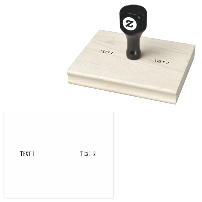 Personalized Text 1 Text 2 Horizontal Jet Black  Rubber Stamp (Stamped)