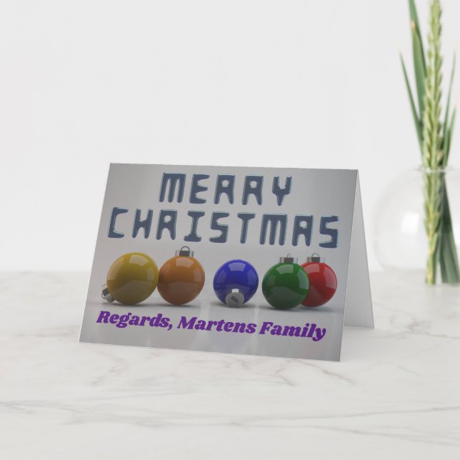 Personalized Text & 3D Design Christmas Holiday Card (Front)