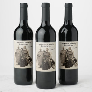 Personalized Text and Date with Fun Antique Photo Wine Label