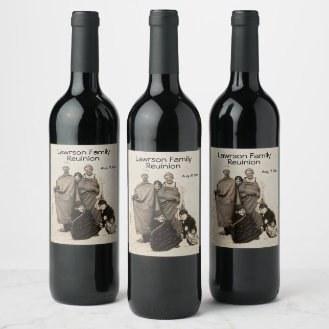 Personalized Text and Date with Fun Antique Photo Wine Label (Bottles)
