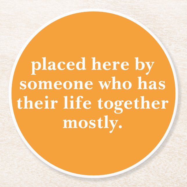Personalized Text And Name Funny Cool Wedding Round Paper Coaster (Front)