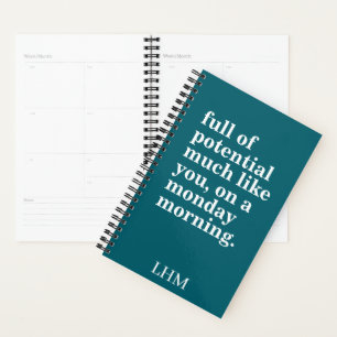 PERSONALIZED TEXT AND NAME INITIAL MONDAY MORNING PLANNER