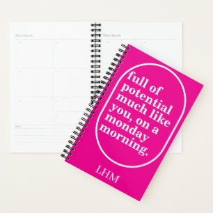 PERSONALIZED TEXT AND NAME INITIAL MONDAY MORNING PLANNER