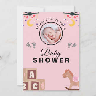 Personalized Text And Photo Baby Shower Invitation