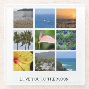 Personalized Text and Photo Collage Hawaii  Glass Coaster