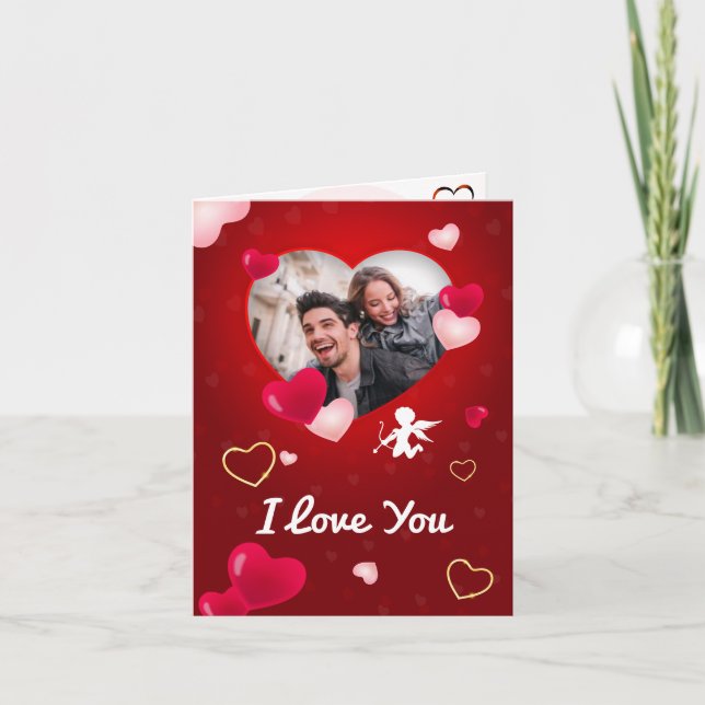 Personalized text and photo Valentine's Day card. Holiday Card (Front)