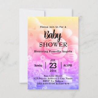 Personalized Text Baby Shower Invitation