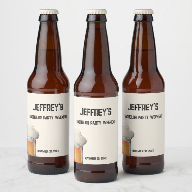 Personalized Text Bachelor Party Weekend Beer Bottle Label (Bottles)