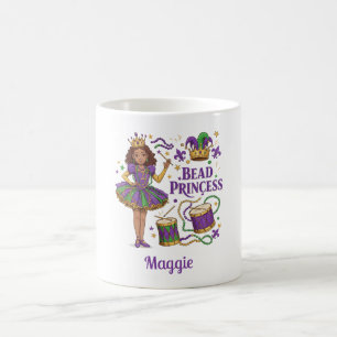 Personalized Text Bead Princess - Mardi Gras Coffee Mug