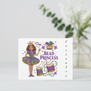 Personalized Text Bead Princess - Mardi Gras  Postcard