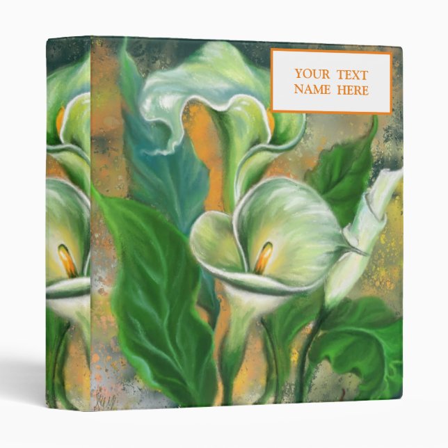 Personalized Text Binder with Calla Lily Flowers (Front/Spine)