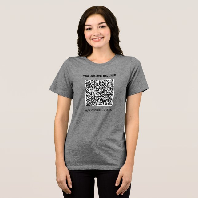 Personalized Text Branded Your QR Code Business Tri-Blend Shirt (Front Full)