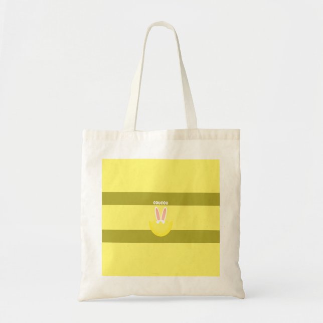 Personalized Text Bunny Ears Egg Tote Bag (Front)