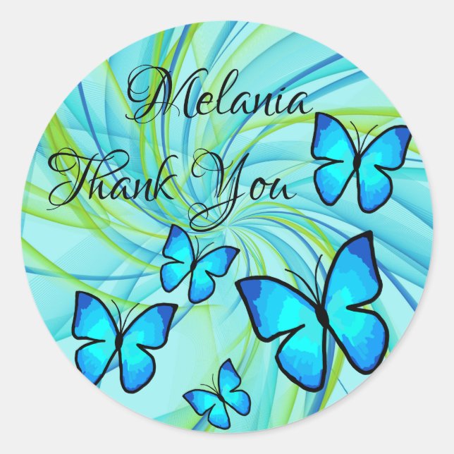 Personalized Text Butterfly Sticker (Front)