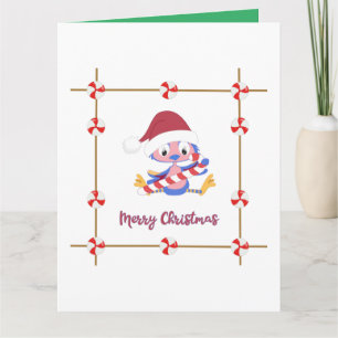 Personalized Text Christmas BlueBird Candy Cage Card