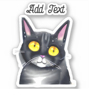 Personalized Text Cute Black Cat Yellow Eyes