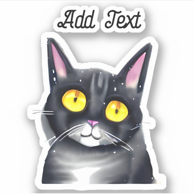 Personalized Text | Cute Black Cat Yellow Eyes (Front)