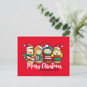 Personalized text Cute Friendship Merry Christmas Holiday Postcard
