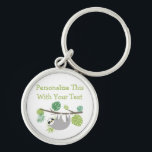 Personalized Text Fun Hanging Sloth Keychain<br><div class="desc">Personalized Text Fun Hanging Sloth Jungle Animal,  Lazy Sloth,  Cute and funny Design In Grey,  and tropical greens & Dark Green. Customize it with your name,  words,  or quote.

 ~ Check my shop to see the entire suite for this design!</div>