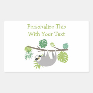 Personalized Text Fun Hanging Sloth Sticker