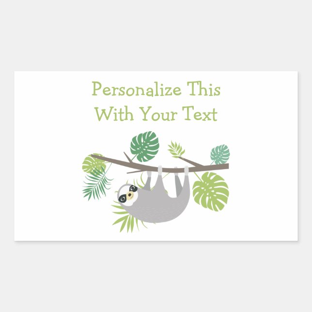 Personalized Text Fun Hanging Sloth Sticker (Front)