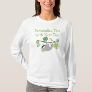 Personalized Text Fun Hanging Sloth T-Shirt