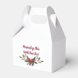 Personalized Text Holly and Berry Christmas Favor Box