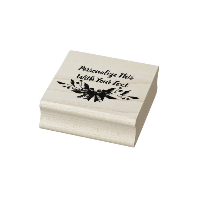 Personalized Text Holly and Berry Christmas Rubber Stamp (Stamp)