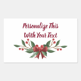 Personalized Text Holly and Berry Christmas Sticker