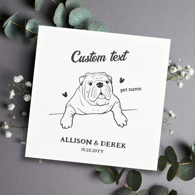 Personalized Text I Do Too Dog Bulldog Wedding Napkin (Creator Uploaded)
