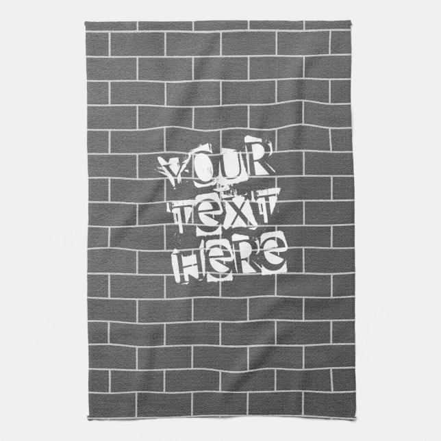 personalized Text Kitchen Towel Brick Wall Design (Vertical)