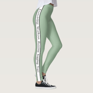 Personalized text l Modern sage green l Workout Leggings