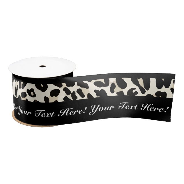 Personalized Text Leopard Print Ribbon Satin Ribbon (Spool)