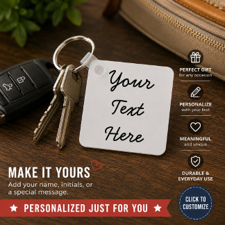Personalized Text Minimal Black Script Name Design Keychain