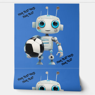 Personalized Text Name Robot Cyborg Soccer Sports Wallpaper
