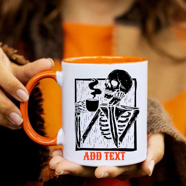 Personalized text Name skeleton drinking Coffee  Mug (Creator Uploaded)