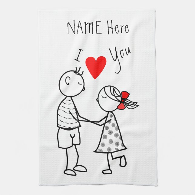 Personalized Text nameame Kitchen Towel Couple (Vertical)