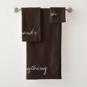 Personalized Text on Dark Chocolate Bath Towel Set