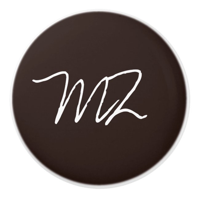 Personalized Text on Dark Chocolate Ceramic Knob (Front)