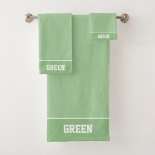 Personalized Text on Light Green Bath Towel Set