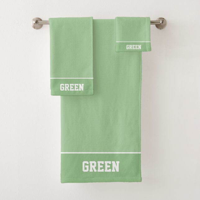Personalized Text on Light Green Bath Towel Set (Insitu)