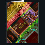Personalized Text & Photo Geeky Fun Birthday Card<br><div class="desc">Cool rainbow coloured pcb with vibrant green,  purple,  pink,  blue and yellow colours.
Name and text to personalize.</div>