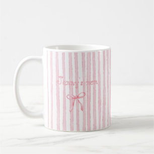 Personalized Text Photo Pink Stripes Coquette Coffee Mug