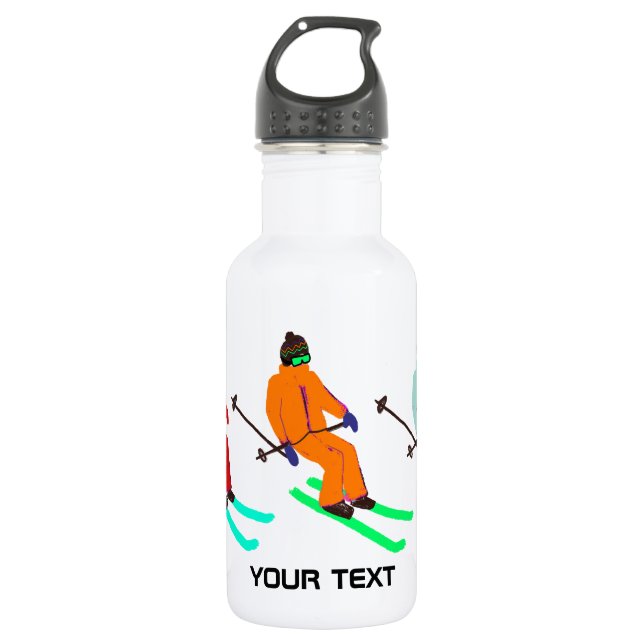 Personalized Text Ski Opening Skier   532 Ml Water Bottle (Front)