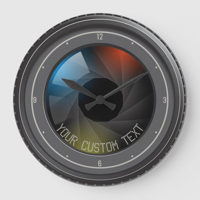 Personalized TEXT SLR Camera Zoom Photography Lens Large Clock (Front)