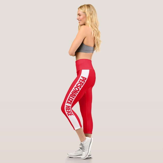Personalized Text Striped Capri Leggings (Left)