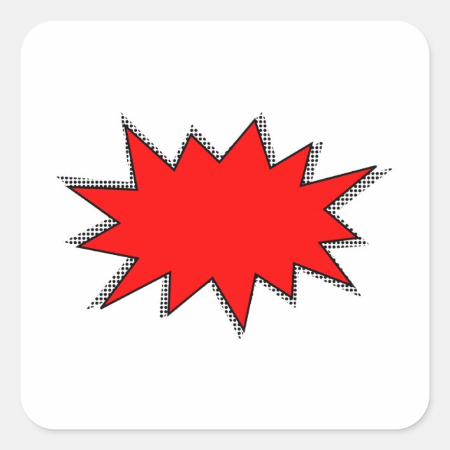Personalized Text Superhero Comic Book Design Red Square Sticker (Front)