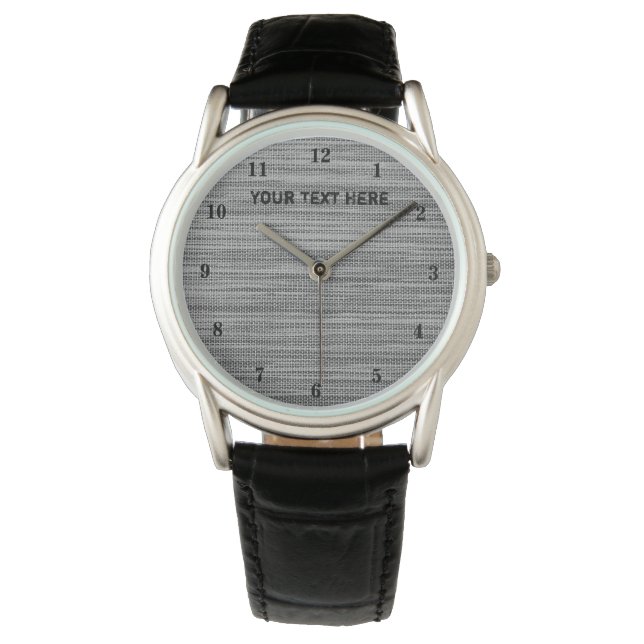 Personalized Text Watch Faux Grey Fabric Cloth (Front)