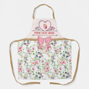 Personalized Text, Watercolor Heart and Cupcake Apron